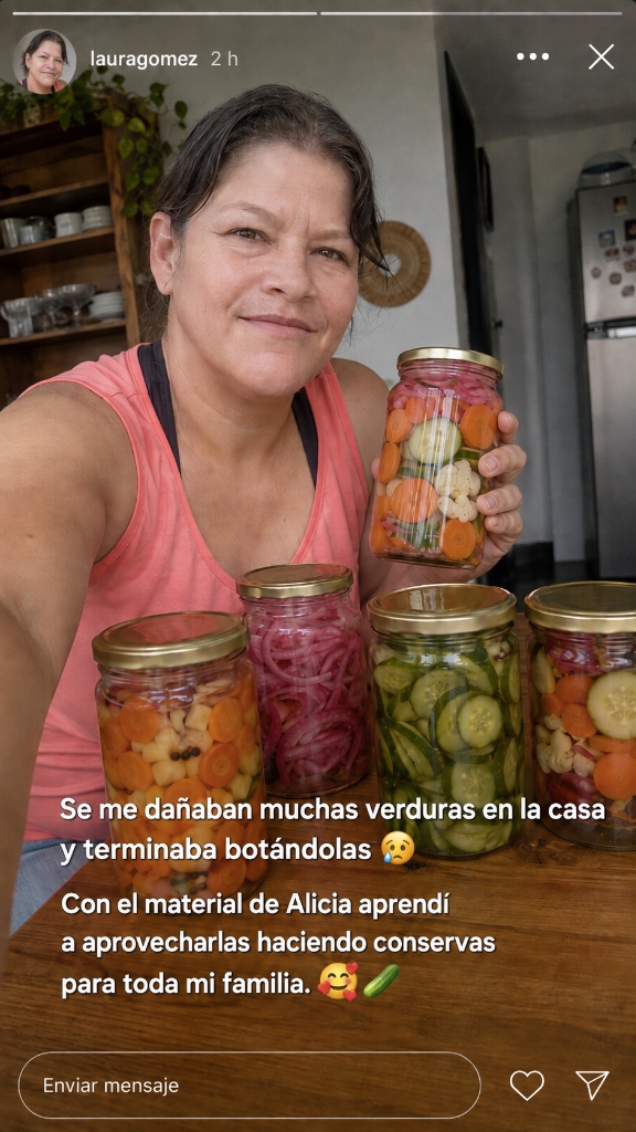 Laura Gómez — aprovecho las verduras haciendo conservas para toda mi familia