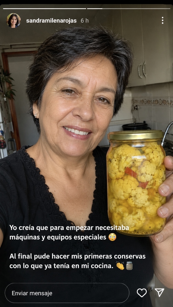 Sandra Milena Rojas — primeras conservas con lo que tenía en casa